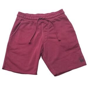 YoungLA Red Soft Cotton Elastic Waist Drawstring Athletic Workout Shorts Pockets